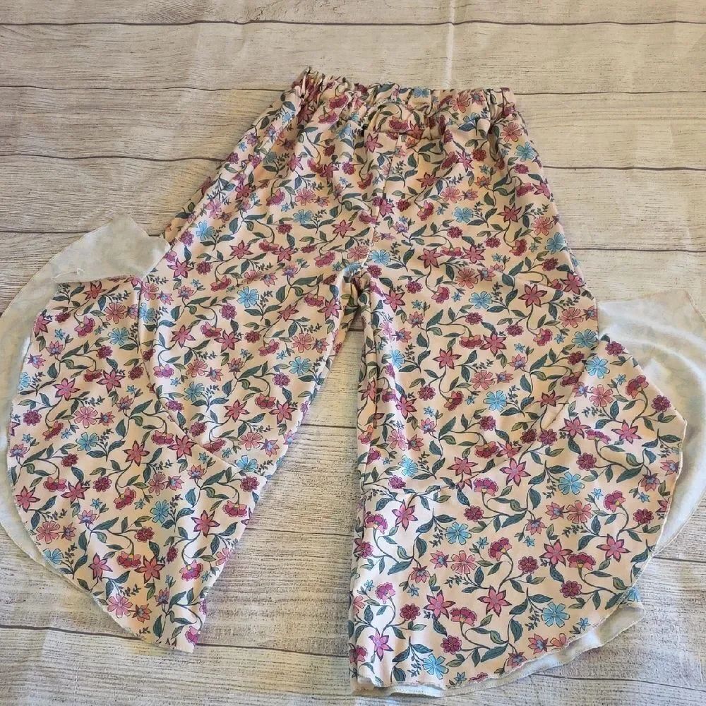 Pink and Blue Casual Wide-Leg Bottoms